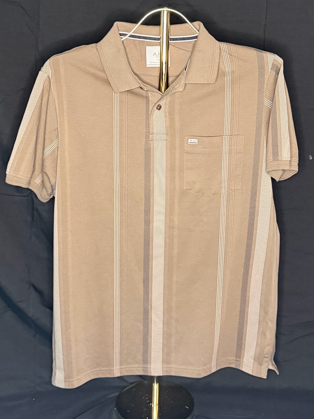 A|X Armani Exchange Men's Tan Striped Polo 0382
